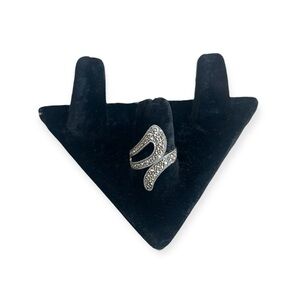 Vintage 925 Sterling Silver Marcasite Swirl Statement Ring